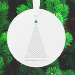 Minimalist Christmas Tree | Green Star Scandi Ornament<br><div class="desc">Simple,  stylish minimalist holiday ornament featuring a 'scandi' scandinavian minimal christmas tree with a simple green star. The design features modern minimalist typography which can be easily personalised with your own greeting,  family name & year,  perfect for the festive season! #christmas #minimalist #ornament #scandinavian</div>