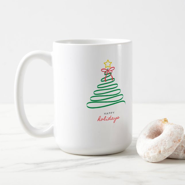 🎄 Minimalist Christmas Tree Holiday Mug (With Donut)
