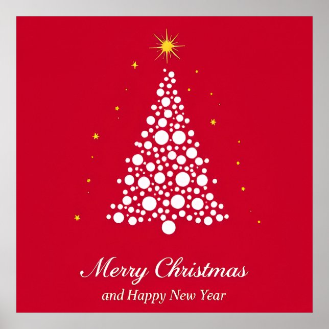 Minimalist Christmas Tree Illustration Poster (Front)