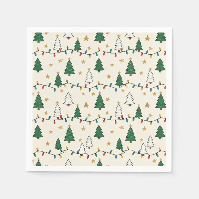 Minimalist Christmas Tree Lights Pattern Party Napkin (Front)