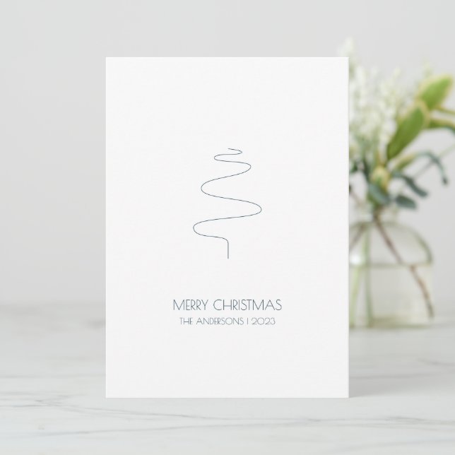 Minimalist Christmas tree line for customer Holiday Card (Standing Front)