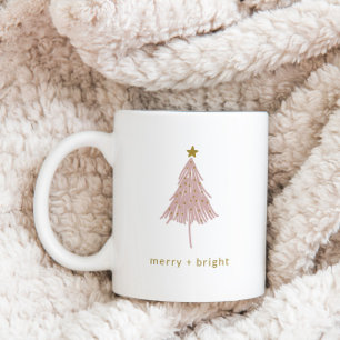 Minimalist Christmas Tree Merry + Bright Coffee Mug