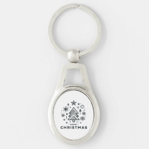 Minimalist Christmas Tree Merry Christmas Design Key Ring
