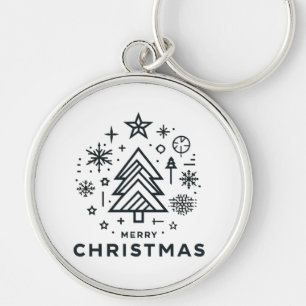 Minimalist Christmas Tree Merry Christmas Design Key Ring