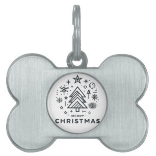 Minimalist Christmas Tree Merry Christmas Design Pet ID Tag
