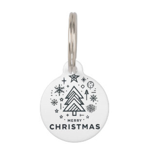 Minimalist Christmas Tree Merry Christmas Design Pet Tag