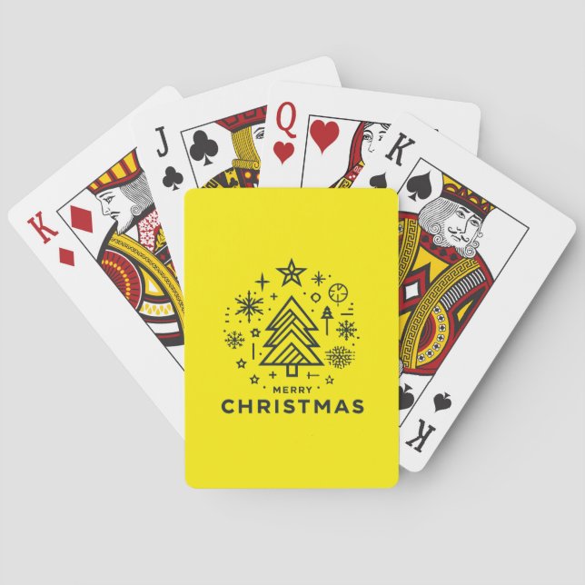 Minimalist Christmas Tree Merry Christmas Design Playing Cards (Back)