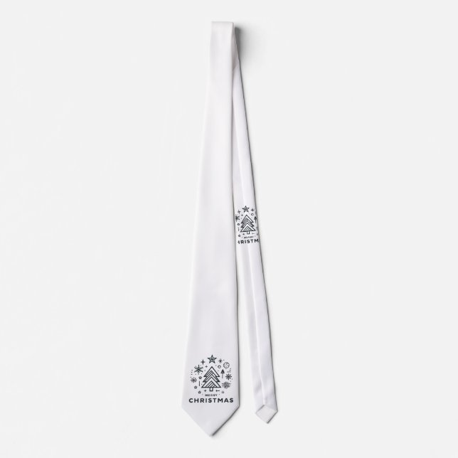 Minimalist Christmas Tree Merry Christmas Design Tie (Front)