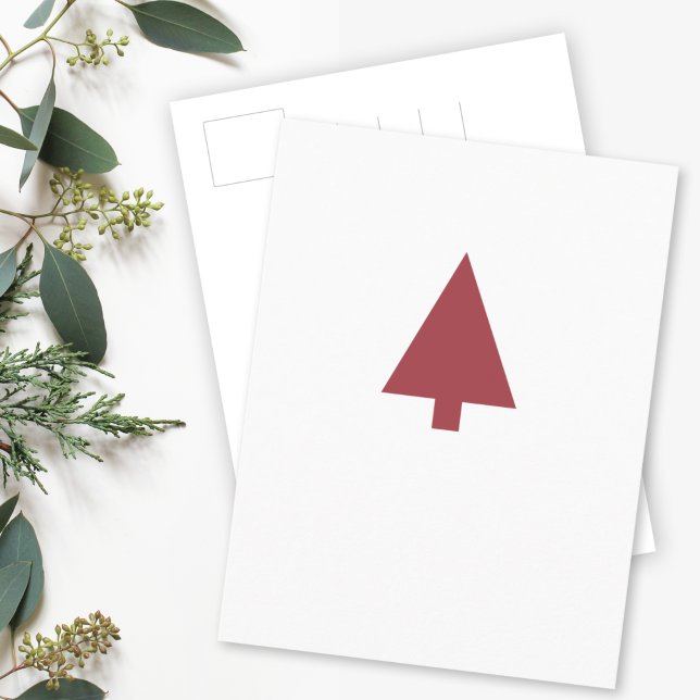 Minimalist Christmas Tree | Modern Scandi Red Postcard (Creator Uploaded)