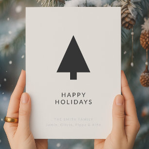 Minimalist Christmas Tree   Monochrome Simple Holiday Card