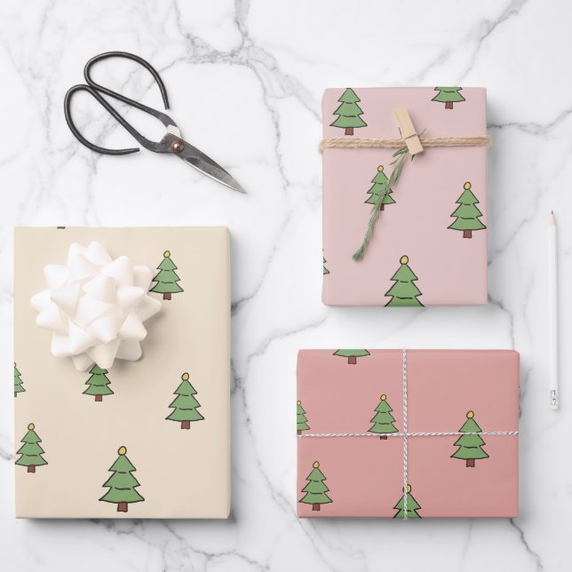 Minimalist Christmas Tree Pattern Scandinavian  Wrapping Paper Sheet (Front)