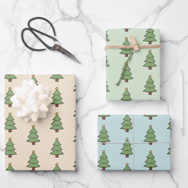Minimalist Christmas Tree Pattern Scandinavian  Wrapping Paper Sheet (Front)