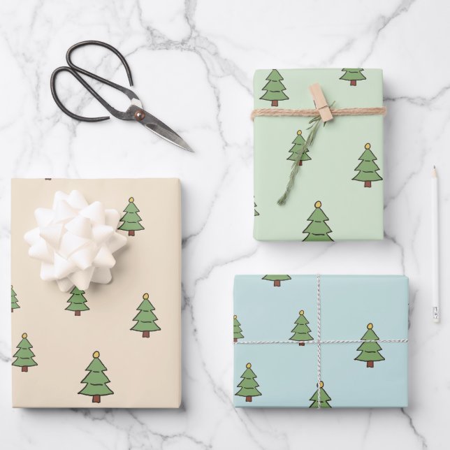 Minimalist Christmas Tree Pattern Scandinavian  Wrapping Paper Sheet (Front)