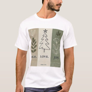 Minimalist Christmas Tree T-Shirt – Peace. Love. J