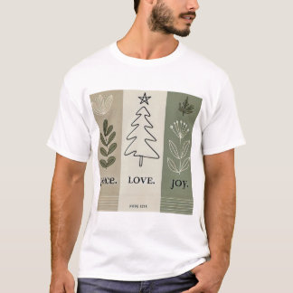 Minimalist Christmas Tree T-Shirt – Peace. Love. J