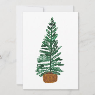 Minimalist Christmas tree watercolor Holiday Card