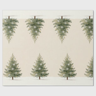 Minimalist Christmas Tree Watercolor Illustration Wrapping Paper