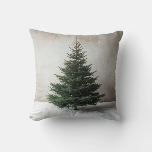 Minimalist Christmas Tree with Soft Lights on Snow Cushion