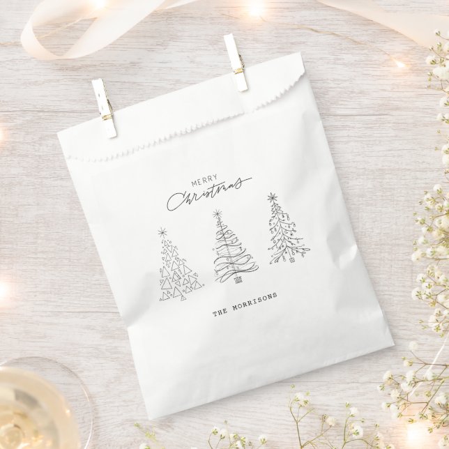 Minimalist Christmas Trees Custom Name  Favour Bags (Clipped)