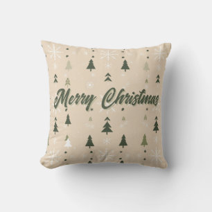 Minimalist Christmas Trees & Snowflakes Cushion