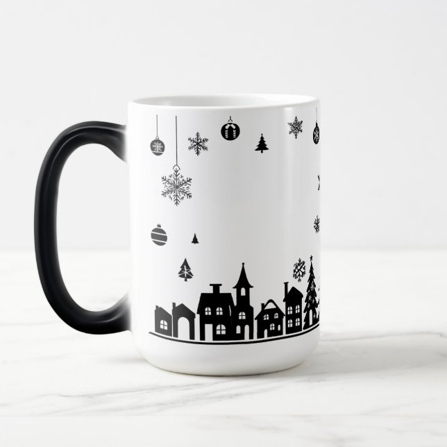 Minimalist Christmas Village Colour Morphing Mug  (Left)