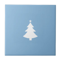 Minimalist Christmas White Tree, Sky Blue