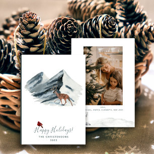 Minimalist Christmas Winter Mountain Scene Photo Holiday Card