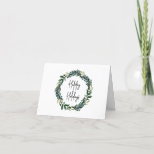 Minimalist Christmas Wreath Business Holiday Card