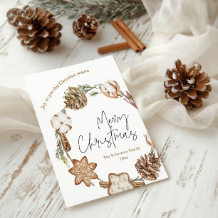 Minimalist Christmas Wreath Holiday Card