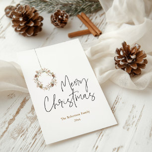 Minimalist Christmas Wreath Holiday Card