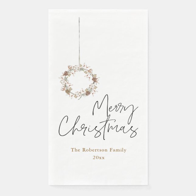 Minimalist Christmas Wreath Napkin (Front)