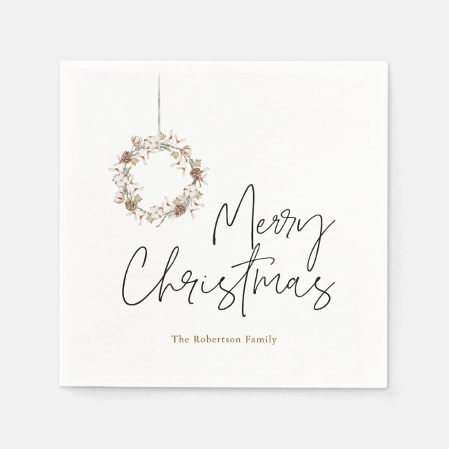 Minimalist Christmas Wreath Napkin (Front)