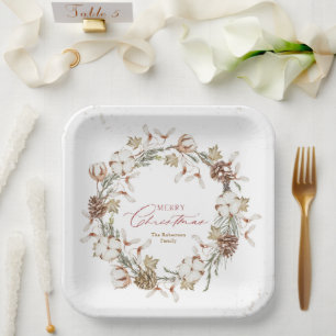 Minimalist Christmas Wreath Paper Plate
