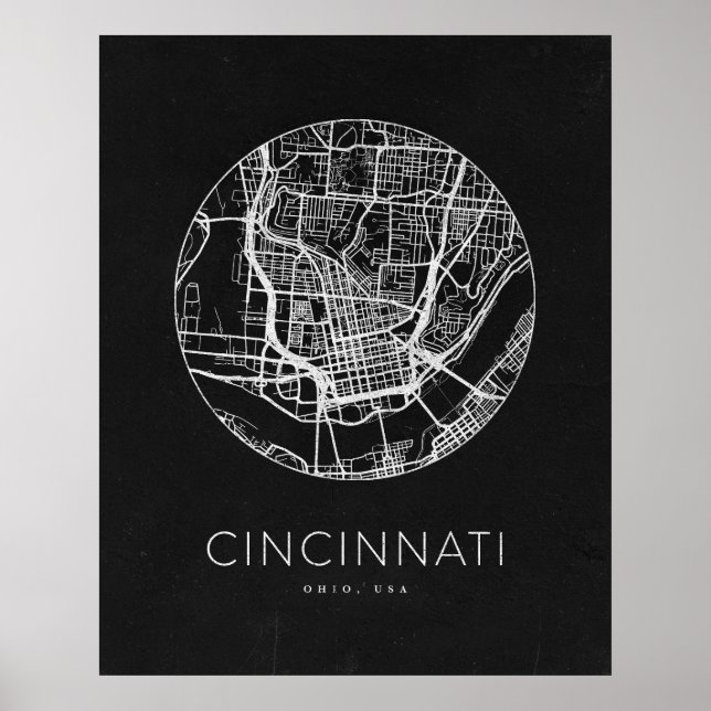 Minimalist Cincinnati City Map Poster (Front)