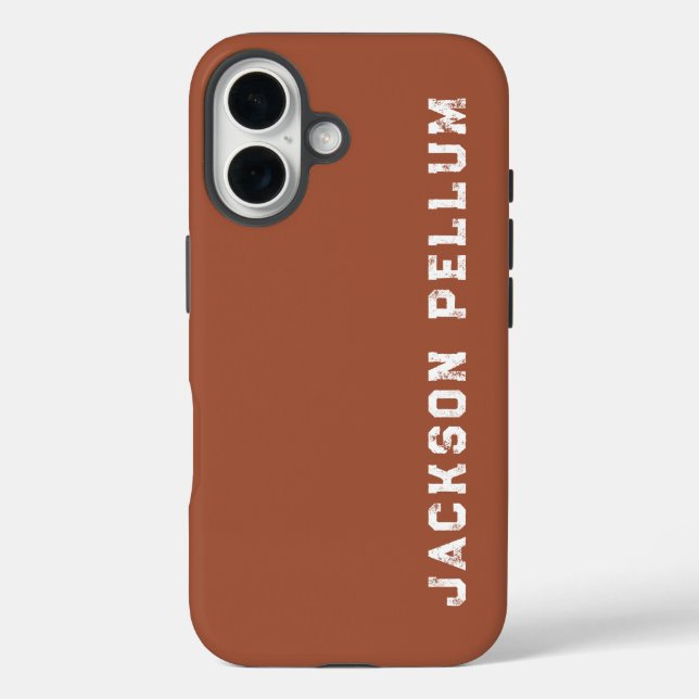 Minimalist Cinnamon Brown Monogram Name Case-Mate iPhone Case (Back)
