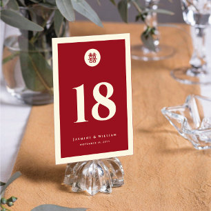 Minimalist Circle Double Happiness Chinese Wedding Table Number