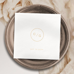 minimalist circle modern wedding monogram foil napkins