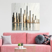 Minimalist Cityscape Textured  3D Paining