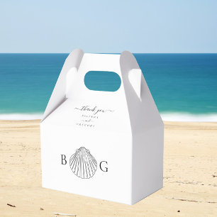 Minimalist Clam Seashell Monogram Wedding  Favour Box