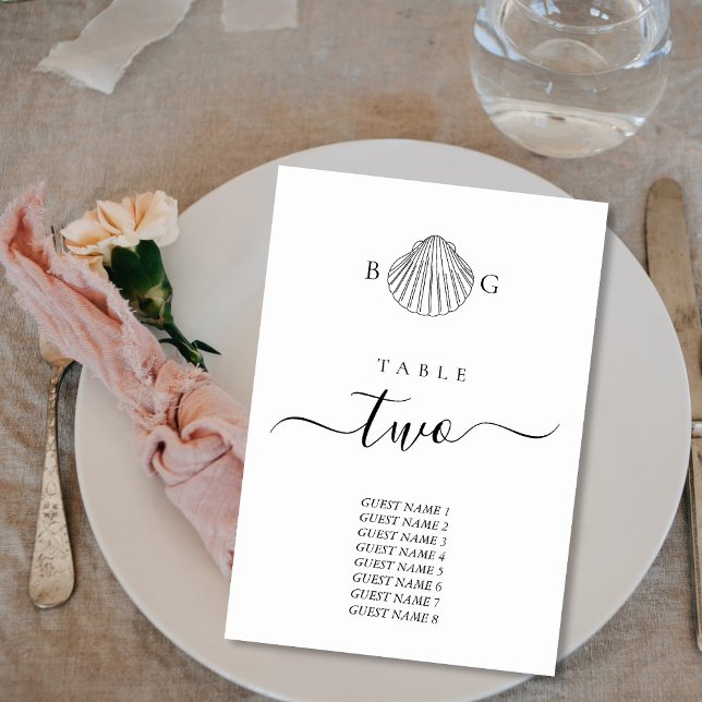 Minimalist Clam Seashell Monogram Wedding Table Number (Minimalist Clam Seashell Monogram Wedding Table Number)