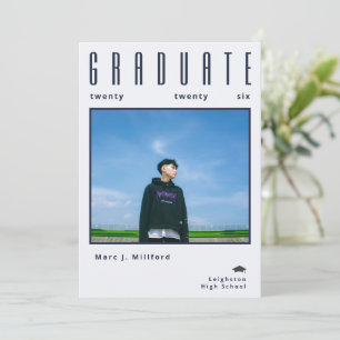 Minimalist class of 2026 Photo Graduation Invitation