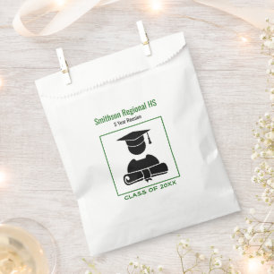 Minimalist Class Reunion Black Green Custom Favour Bags