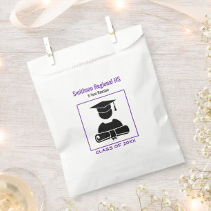 Minimalist Class Reunion Black Purple Custom Favour Bags