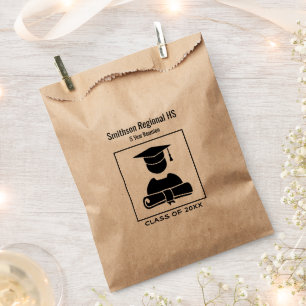 Minimalist Class Reunion Black White Custom Favour Bags