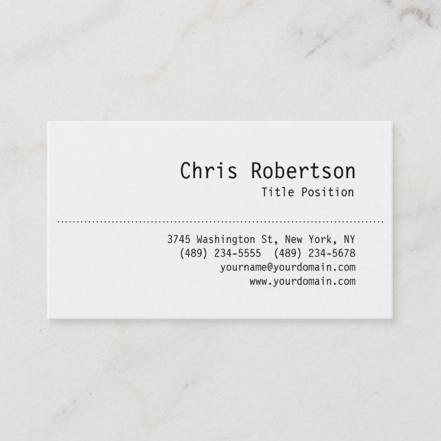 Minimalist Class Trendy Black White Business Card (Front)