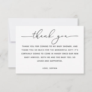 Minimalist Classic Baby Shower Modern Script Thank You Card