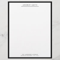 Minimalist Classic Black Simple Line Name Address