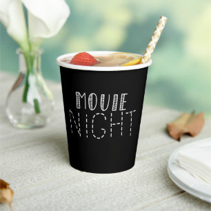 Minimalist Classic Black & White Movie Night  Paper Cups