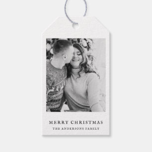 Minimalist Classic Black & White Photo Christmas Gift Tags