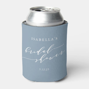 Minimalist Classic Dusty Blue Bridal Shower Custom Can Cooler